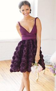 Twobirds Rosette Convertible Full Mini Bridesmaid Dress - Aubergine Eggplant Size A 0-12  