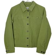 Sorel Green Stretch Canvas Jacket Women's Size Medium Snap Button Front Collared