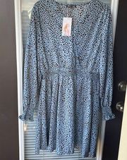 NWT-Blue Leopard Print Dress