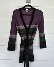 Missoni Women’s 6 Purple Metallic Open Belted Cardigan