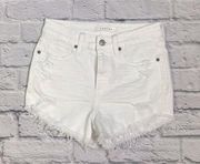 Eunina Lulu high rise cut off shortie white denim short