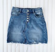 button denim distressed skirt size 6