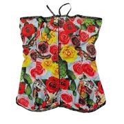 Hell Bunny Cancun Corset Top Size S/M Floral Cactus Red Day of the Dead Pin Up