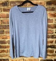 Zella Blue Long Sleeve Open Keyhole Back Athletic Top Women's Size Large