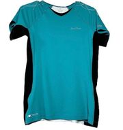 Pearl Izumi T Shirt Activewear Short Sleeve V Neck 100% Polyester Blue Medium