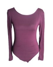 Burgundy Boatneck Long Sleeve Scoop Back Lightweight Bodysuit