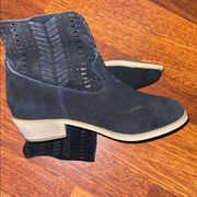 Cold water Creek Walk With Me Black Suede Perforated Ankle Booties Boots…