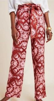 Anthropologie, New, Scotch & Soda Red Pink Floral Wide Leg Pants, Size Small