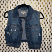 Distressed Denim vest S