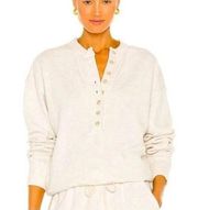 Citizens of Humanity Cora Henley Button Up Sweatshirt medium cream ivory