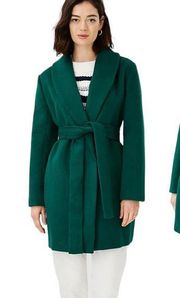 Ann Taylor Wool Blend Wrap Coat Shawl Collar Green Size L Blogger Fav