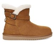 Koolaburra by UGG Chestnut Buckle Accent Faux Fur-Lined Delene Mini Suede Boots