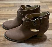 Vionic  Women's Size 8.5 Rory Brown Leather Back Zip Chunky Boot Ankle Booties