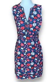 Kate Spade Shore Thing Daisy Jacquard Sheath Dress Navy Blue Vneck Floral Mini