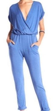 Young Fabulous & Broke Womens Modal Blend Soft Lounge Jumpsuit Size S Blue