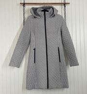 BCBGeneration Womens Gray Quilted Chevron Puffer Faux Fur Hooded Coat Size M