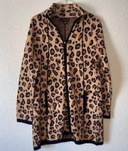 Rachel Zoe Sweater Leopard Animal Print Cardigan Full Zip Womens Plus Size 1X