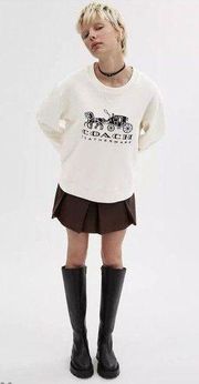 Coach Sweatshirt Horse And Carriage Crewneck Size S Logo Graphic Unisex White