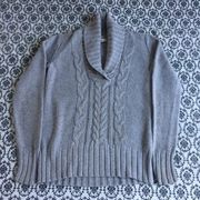 Gray V neckline Knit Sweater