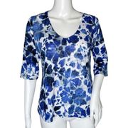 Habitat Shirt Womens Small Blue White Floral Flowers Lightweight Knit Bloomcore