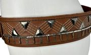 A&F Leather Belt Beaded Embellished Womens Medium Western Boho Abercrombie Fitch