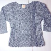 Quicksilver sweater scoop neck multi weave 3/4 length sleeve