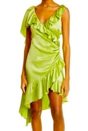 NWT CINQ A SEPT Women's Petunya Silk Prickly V-Neckline Pear Mini Dress Size 10