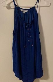 Jennifer Lopez Womens Sleeveless Lace Front Shift Dress Size XS Blue