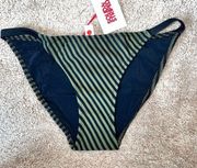 NWT Solid & Striped The Morgan Bikini Bottom In Olive Micro Stripe Size Medium