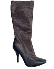 Vintage Dolce & Gabbana D&G Women's Knee High Boots Brown Black Leather Size 37