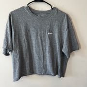 Gray Swoosh Logo Crop Top Tee Large