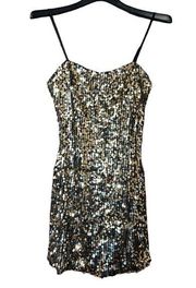 Siren Lily Womens Medium Gold Sequin Sparkly Gold Dress