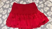red scrunched skirt