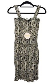 Wild Honey Snakeskin Smocked Dress Women's Small Knee Length Stretch NWT NEW