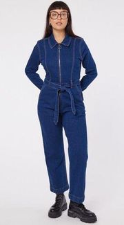 Womens Joanie Clothing MacDougal Indigo Denim Jean LS Jumpsuit Boilersuit  Sz 14