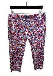 New York and company floral cropped office career pants womens size 10