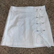 White side lace up mini skirt