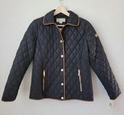 Michael Kors  Black Quilted leather Trim Jacket