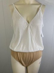 Wayf faux wrap, white spaghetti, strap tank, bodysuit size XL. NWT