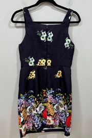 floral sleeveless jacquard dress  Size Medium