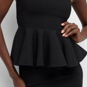 Black Strapless Peplum Top