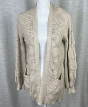 Oatmeal Time and Tru Women's Pointelle Open Cardigan