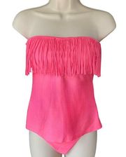 ARIZONA Tankini Bright Pink 2 Piece Fringed Top Swimsuit ~ Women's Size M & L