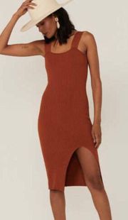 Ribbed Bodycon Mid Length Dress