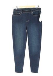 NWT DG2 Diane Gilman Dark Blue Super Stretch Skinny Pull On Jeans PM Petite M