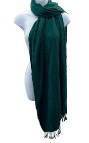 Liz Claiborne Scarf Wrap NEW with Tags NWT Emerald Green Rayon Fringe 25" x 77"