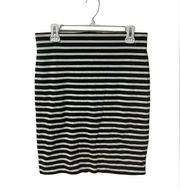 Old Navy S Black White Striped Straight Pencil Skirt Pull On Career Work Wear