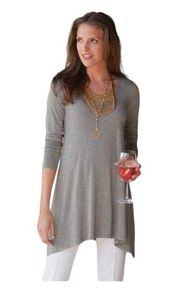 Soft Surroundings Larissa Gray Perfect Long Sleeve Round Neck Tunic Top Size M