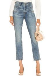 Veronica Beard Ryleigh Slim Straight Leg High Rise Jeans in Blue Mist Size 26