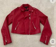 Red Leather Bomber Jacket